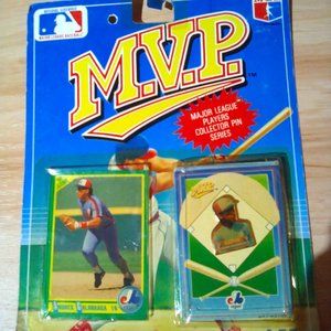 MVP Andres Galarraga 1990 Score card and collectors pin set unopened